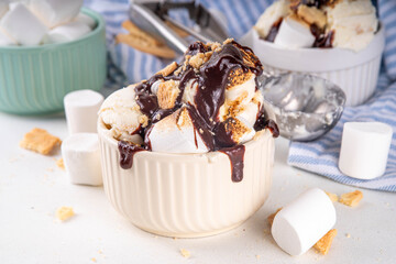 Portion bowl of smores ice cream