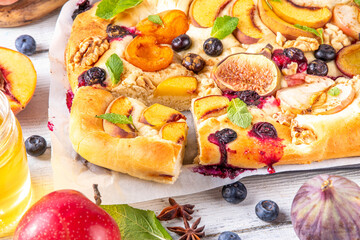 Tasty fruit sweet Focaccia