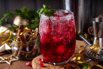 Spiced up winter berry Margarita cocktail or mocktail