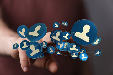 Illustration of business network connections for teamwork and collaboration, ideal for articles about social media strategy and digital marketin