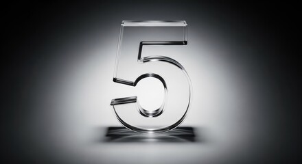 Clear Number Five on Dark Background with Studio Lighting