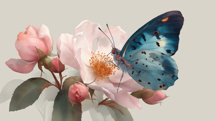 butterfly on a ross flower 