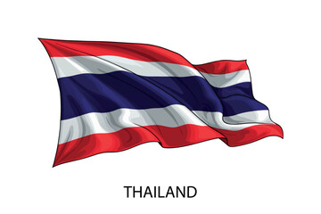 Thailand national flag waving in the wind illustration