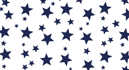 Seamless navy blue star pattern on white background for textiles and decor