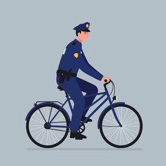 Fototapeta premium Policeman riding a bicycle, patrolling the area