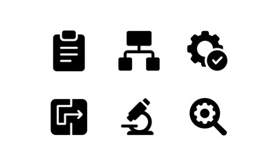 Set of minimalist icons for workflow and analysis tools
