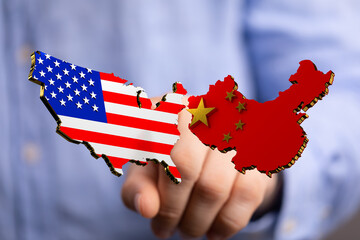 Image depicting US-China relations, ideal for illustrating global politics, trade wars, and...