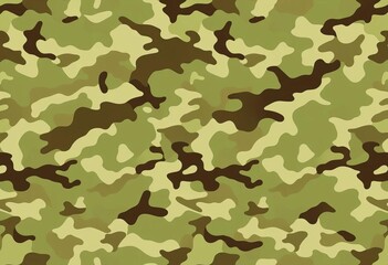 Fototapeta premium Seamless vector camouflage textile pattern in muted greens and browns, ideal for uniform fabric, illustration, textile design