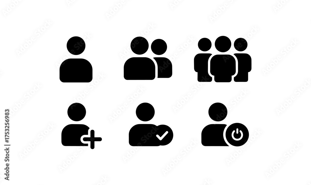 Wall mural minimalist user icons: simple silhouette designs for web and app interfaces