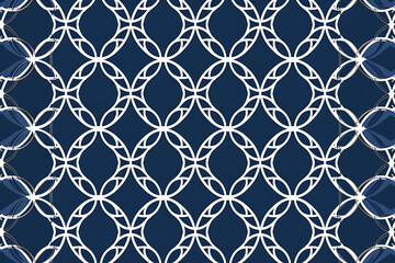 Fototapeta premium ネイビーと白が織りなす七宝文様の幾何学的背景デザイン