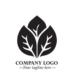 Spinach Logo Symbol in Black on the White Background Minimalist Leaf Vegetable Illustration