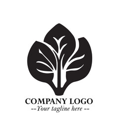 Spinach Logo Symbol in Black on the White Background Minimalist Leaf Vegetable Illustration