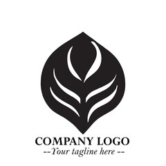 Spinach Logo Symbol in Black on the White Background Minimalist Leaf Vegetable Illustration