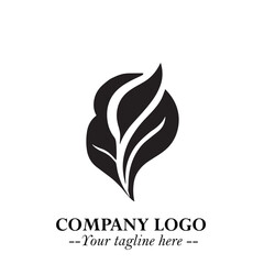 Spinach Logo Symbol in Black on the White Background Minimalist Leaf Vegetable Illustration