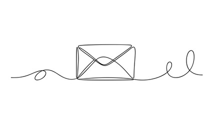 Continuous Line Envelope Icon Minimalist Design