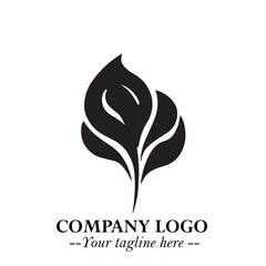 Spinach Logo Symbol in Black on the White Background Minimalist Leaf Vegetable Illustration