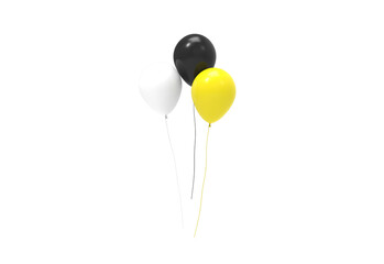 black white yellow balloon front view without shadow 3d render