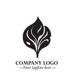 Spinach Logo Symbol in Black on the White Background Minimalist Leaf Vegetable Illustration