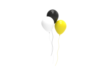 black white yellow balloon angle view without shadow 3d render