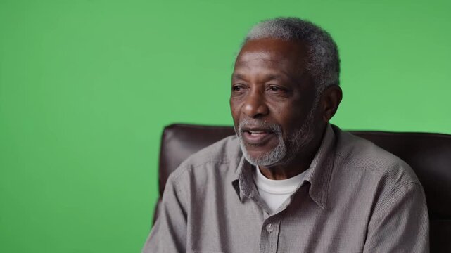 Alter Mann vor Chroma Key Greenscreen &ndash; Isoliertes Videomaterial zur freien Bearbeitung