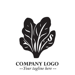 Spinach Logo Symbol in Black on the White Background Minimalist Leaf Vegetable Illustration