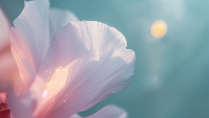 Delicate White Flower Petals with Soft Bokeh and Lens Flare