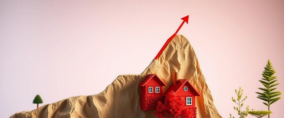 Steep upward trending line graph illustrating real estate market appreciation,   market trends,  investment