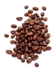 Fototapeta premium Coffee beans scattered on a white background (1)
