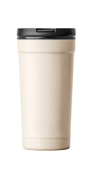 Obraz premium Stylish reusable coffee cup, perfect for on-the-go beverages, white isolated background.