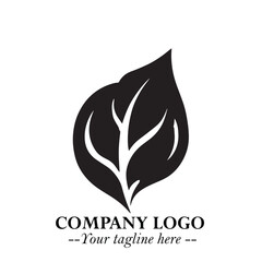 Spinach Logo Symbol in Black on the White Background Minimalist Leaf Vegetable Illustration