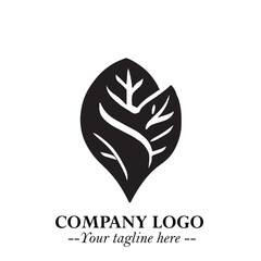 Spinach Logo Symbol in Black on the White Background Minimalist Leaf Vegetable Illustration