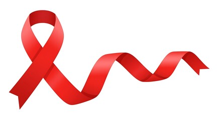 Red Ribbon Symbolizing Aids Awareness Solidarity and Supporting People Affected