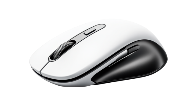 Wireless mouse on transparent background, modern design