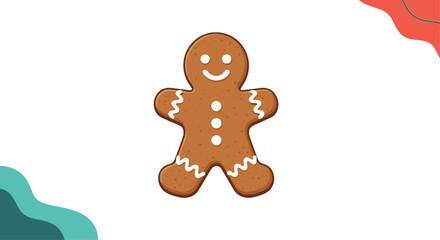 Fototapeta premium A delightful homemade gingerbread man cookie ready to be enjoyed this holiday season.