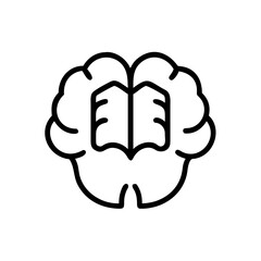 Brain with book a line art symbolizing knowledge, learning, and the power of education in shaping the human mind