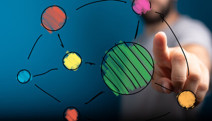 Abstract concept of connection, network, strategy, and planning. Ideal for business, technology, and communication projects.