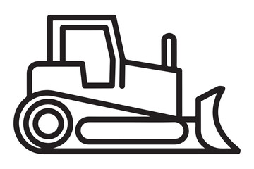 Bulldozer icon. one line Icon drawing with white background