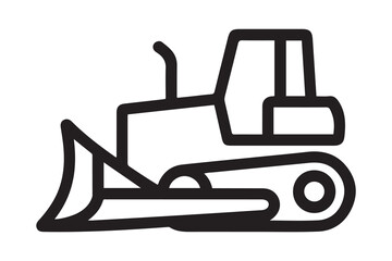 Bulldozer icon. one line Icon drawing with white background