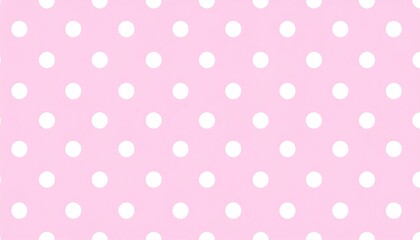 A repeating pattern of evenly spaced, white polka dots against a soft, pink background. The dots create a classic, clean aesthetic