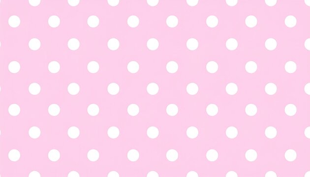 A repeating pattern of evenly spaced, white polka dots against a soft, pink background. The dots create a classic, clean aesthetic