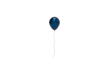 polished blue balloon front view without shadow 3d render
