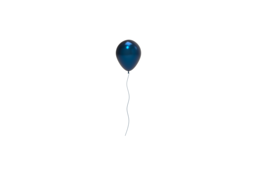 polished blue balloon front view without shadow 3d render
