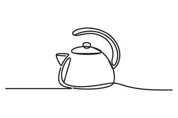 electric kettle icon. one line Icon drawing with white background