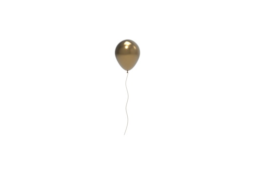 polished golden balloon front view without shadow 3d render