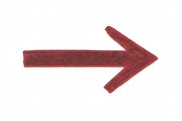 Red textured arrow pointing right, depicting direction, progress, or movement on a transparent background, perfect for ui and design