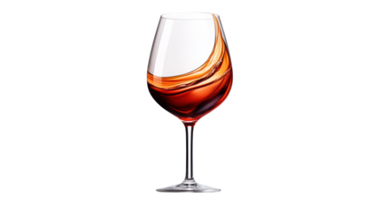 Elegant Wine Glass with Red Wine on Transparent Background