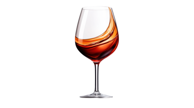 Elegant Wine Glass with Red Wine on Transparent Background