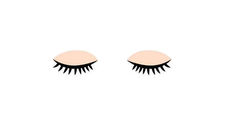Obraz premium Minimalist closed eyes design with long lashes on white background