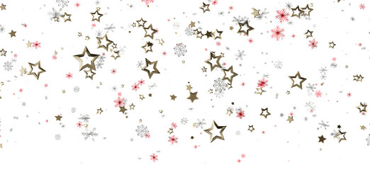 Elegant Christmas background with gold stars and snowflakes on white. Perfect for holiday greetings and festive designs. Ideal for Christmas, wi