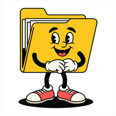 Cartoon folder character with arms and legs on white background Keywords: folder, document, file